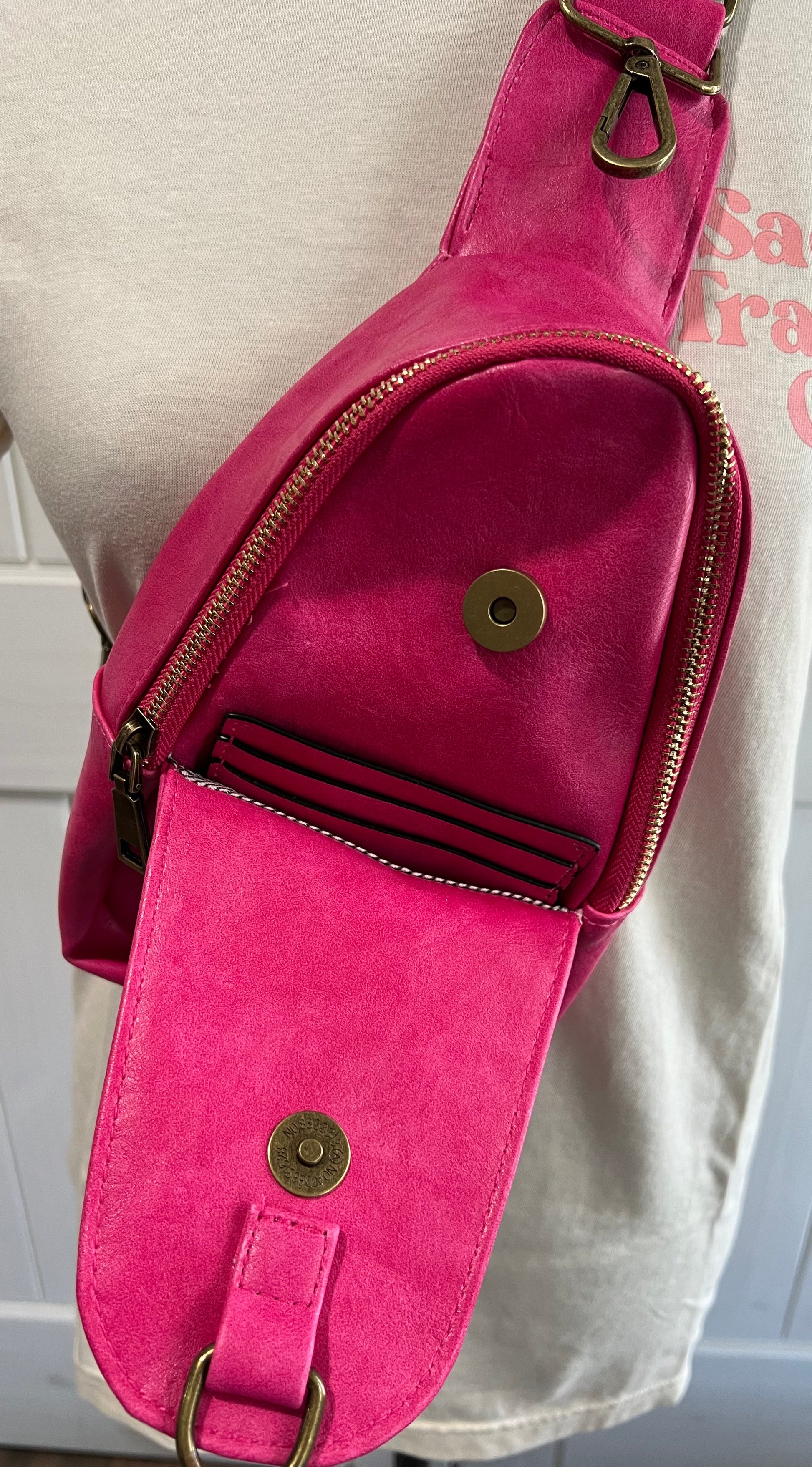 Pink Leather Crossbody Sling Bag – Sadie's Trading Co.